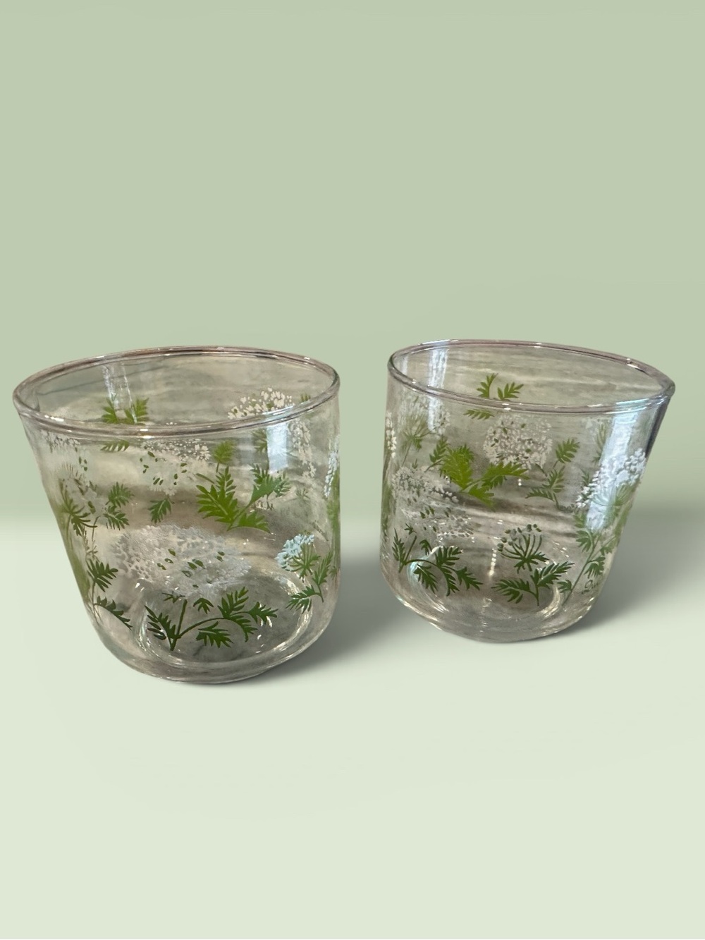 1960s Libbey Queen Anne’s Lace Set Of (2) 3” Glasses Short